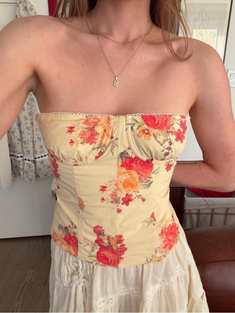 WeWoreWhat Floral Strapless Bustier Corset Top